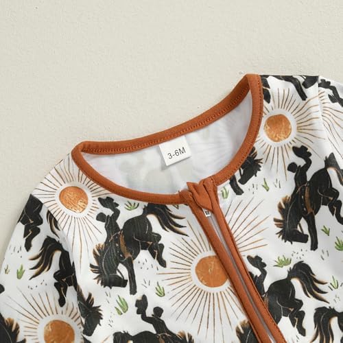 Western Baby Boy Girl Clothes Cow Horse Print Romper