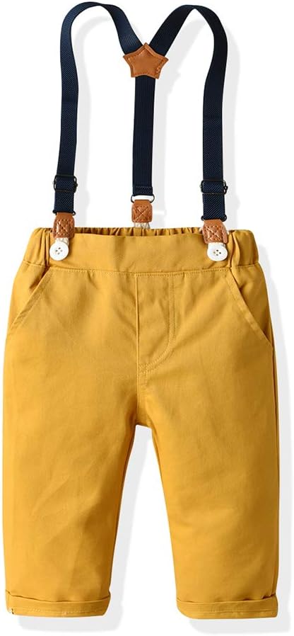 Joycebaby Toddler Boy Clothes Set - Plaid Shirts Suspender Shorts
