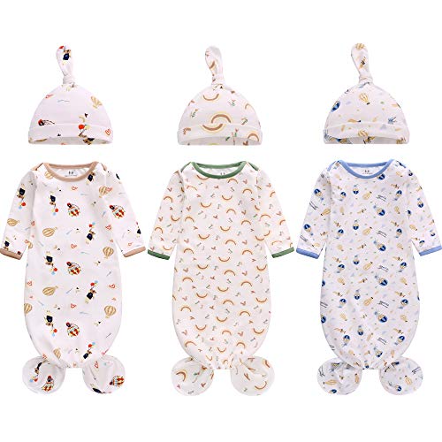 Miracle Baby Newborn Nightgown Set with Hat 3 Pack
