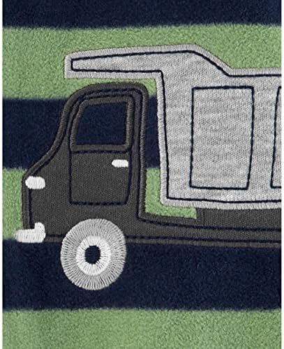 Carters Baby 1-Piece Cotton Footies Truck Stripe NavyGreen