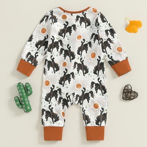 Western Baby Boy Girl Clothes Cow Horse Print Romper