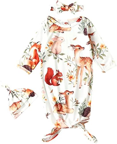 AMAWMW Newborn Baby Cartoon Gown woodland Animal Nightgown