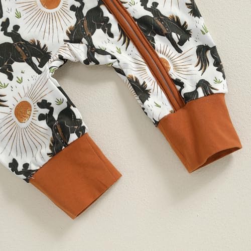 Western Baby Boy Girl Clothes Cow Horse Print Romper