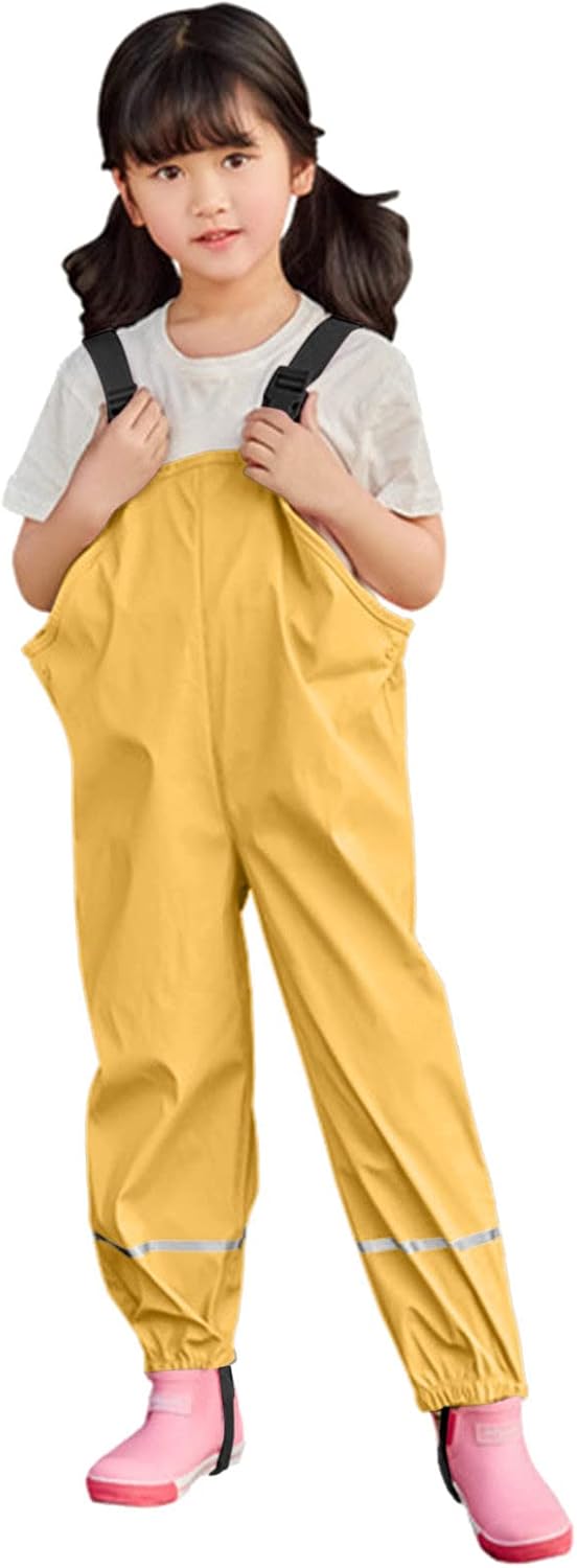Kids Toddler Waterproof Rain Pants for Boy Girl with Hood