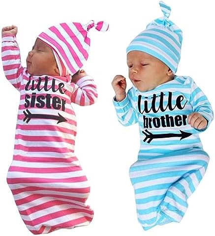 Newborn Baby Twin Knotted Nightgowns Set TTS