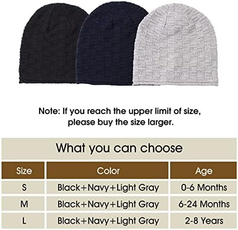 Zsedrut 3-Piece Cotton Baby Beanie Autumn Newborn Toddler Hat
