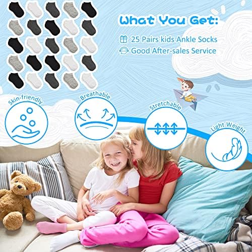 SPTRAMLE Kids Socks 25 Pairs Toddler Soft Breathable