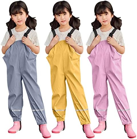 Kids Toddler Waterproof Rain Pants for Boy Girl with Hood