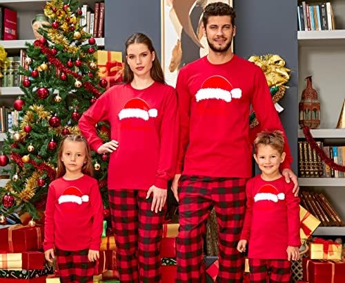 TEEAMORE Custom Family Christmas Santa Red Hat Top