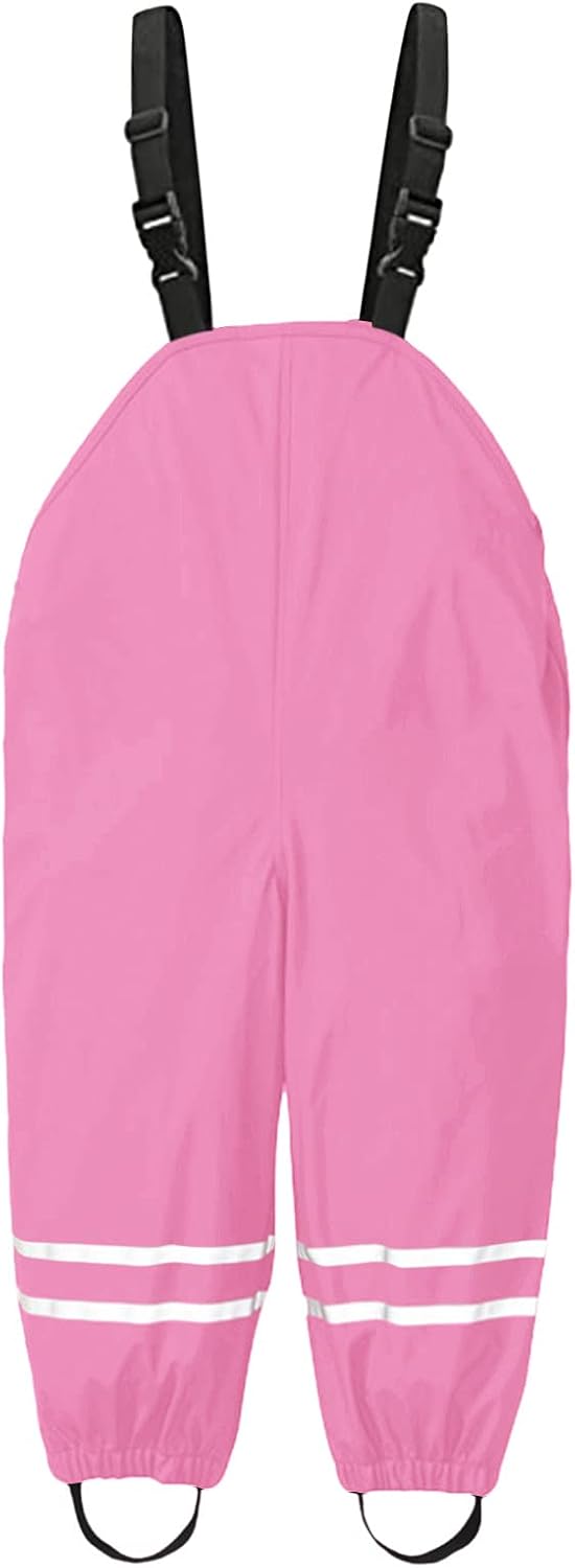 Kids Suspender Rain Pants Toddler Boys Girls Waterproof Reusable Overalls