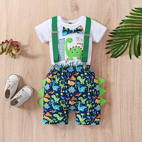 Beleva 1st Birthday Dinosaur Boys 1st Birthday Gownday Romper Set