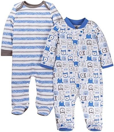 Lamaze Baby Boys Super Combed Natural Cotton Sleep N Play 2 Pk