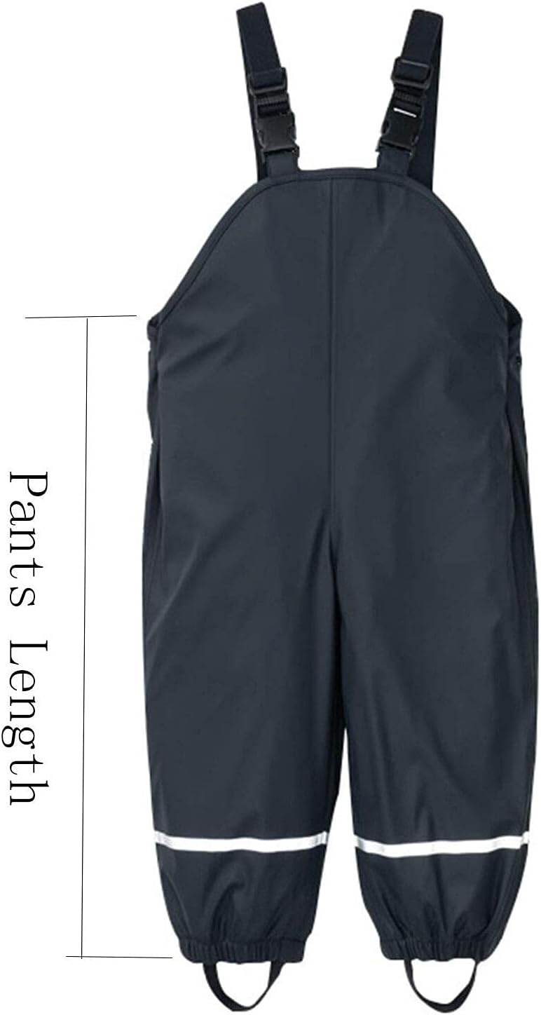 Kids Toddler Rain Overalls with Hood and Reflective Stripes