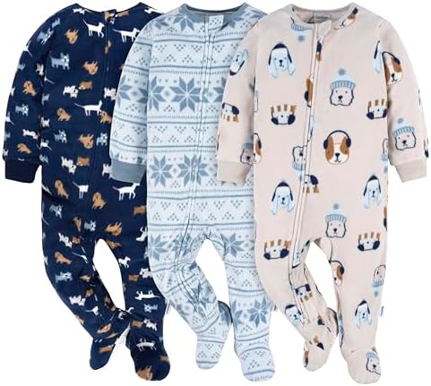 Gerber Baby Boys Flame Resistant Fleece Sleepers 3-Pack
