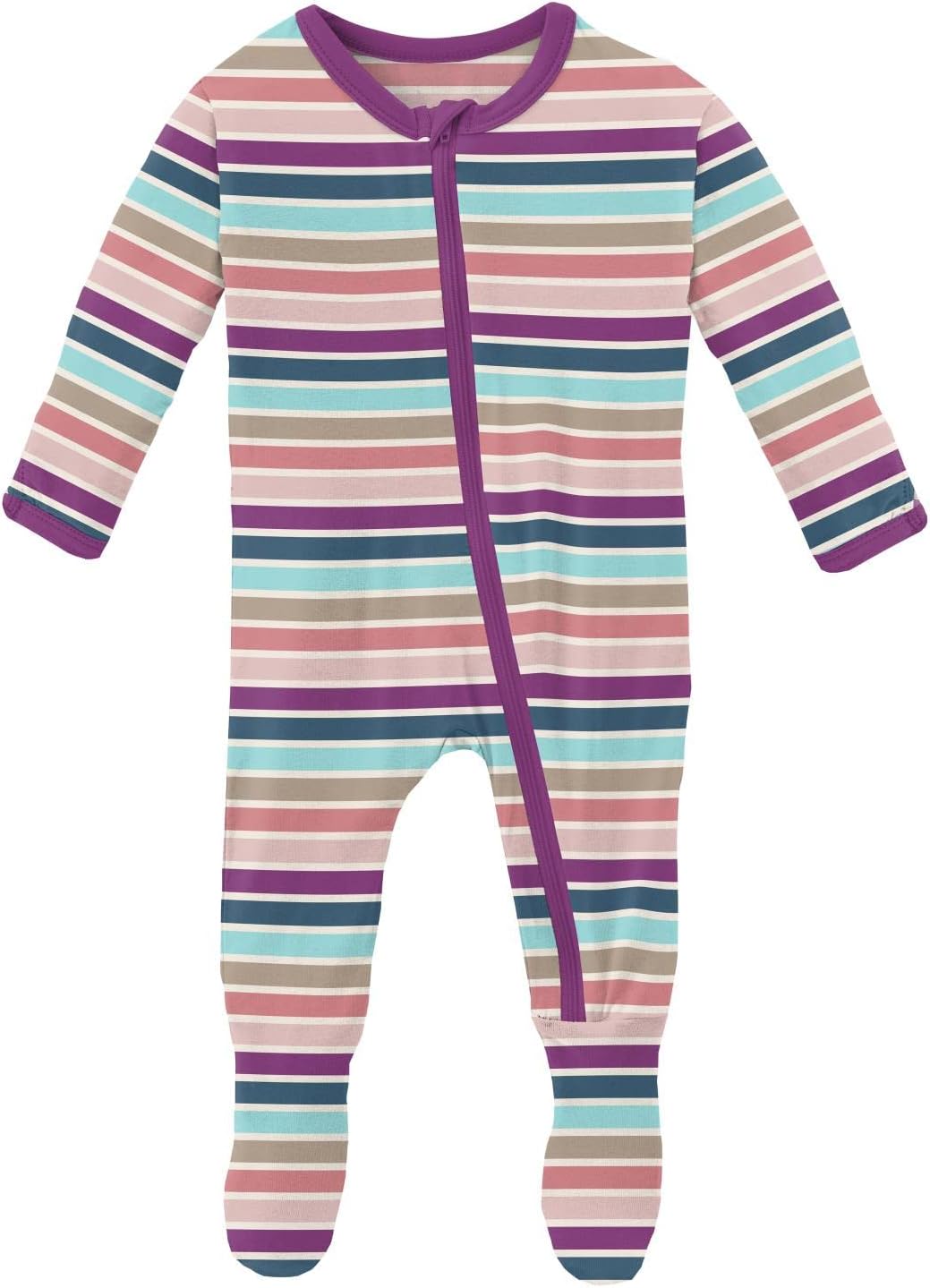 KicKee Pants Print Footie with Zipper Soft Sleepwear for Babies and Kids