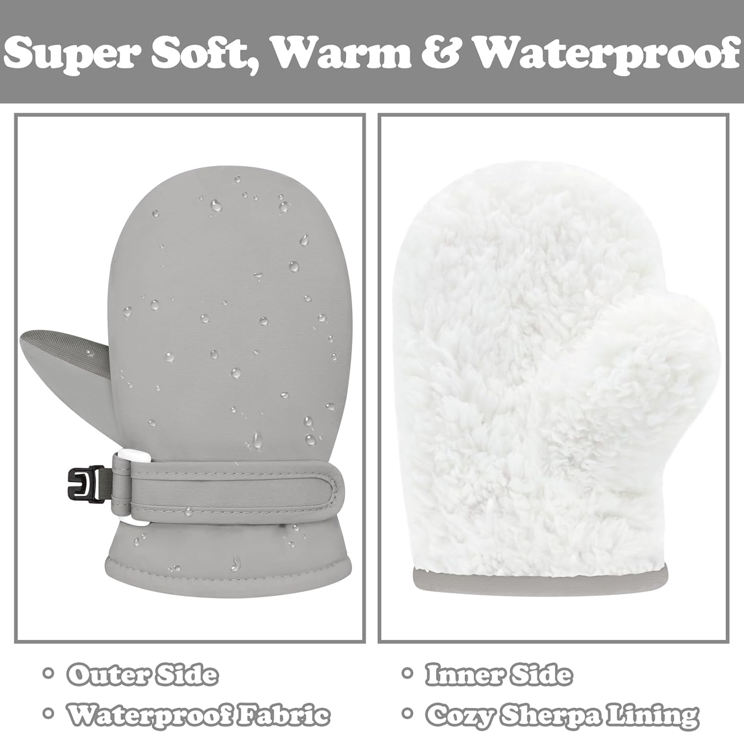 Sarfel Waterproof Toddler Mittens for Winter Kids