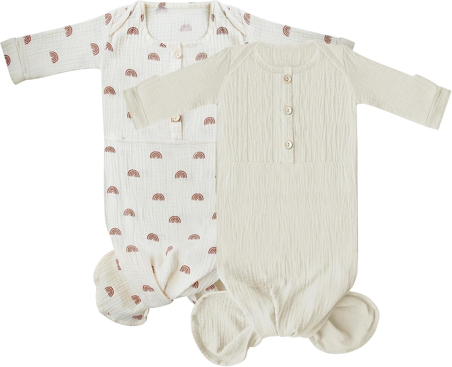 Organic Cotton Knotted Baby Gown - Soft and Stylish Sleepwear for Newborns