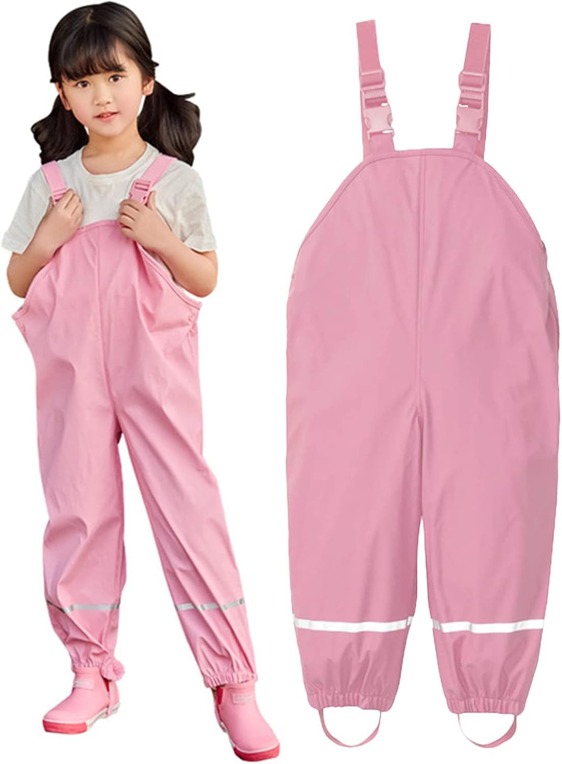 Boys Girls Rain Jumpsuit Romper Suspender Waterproof Mud Dirty Proof