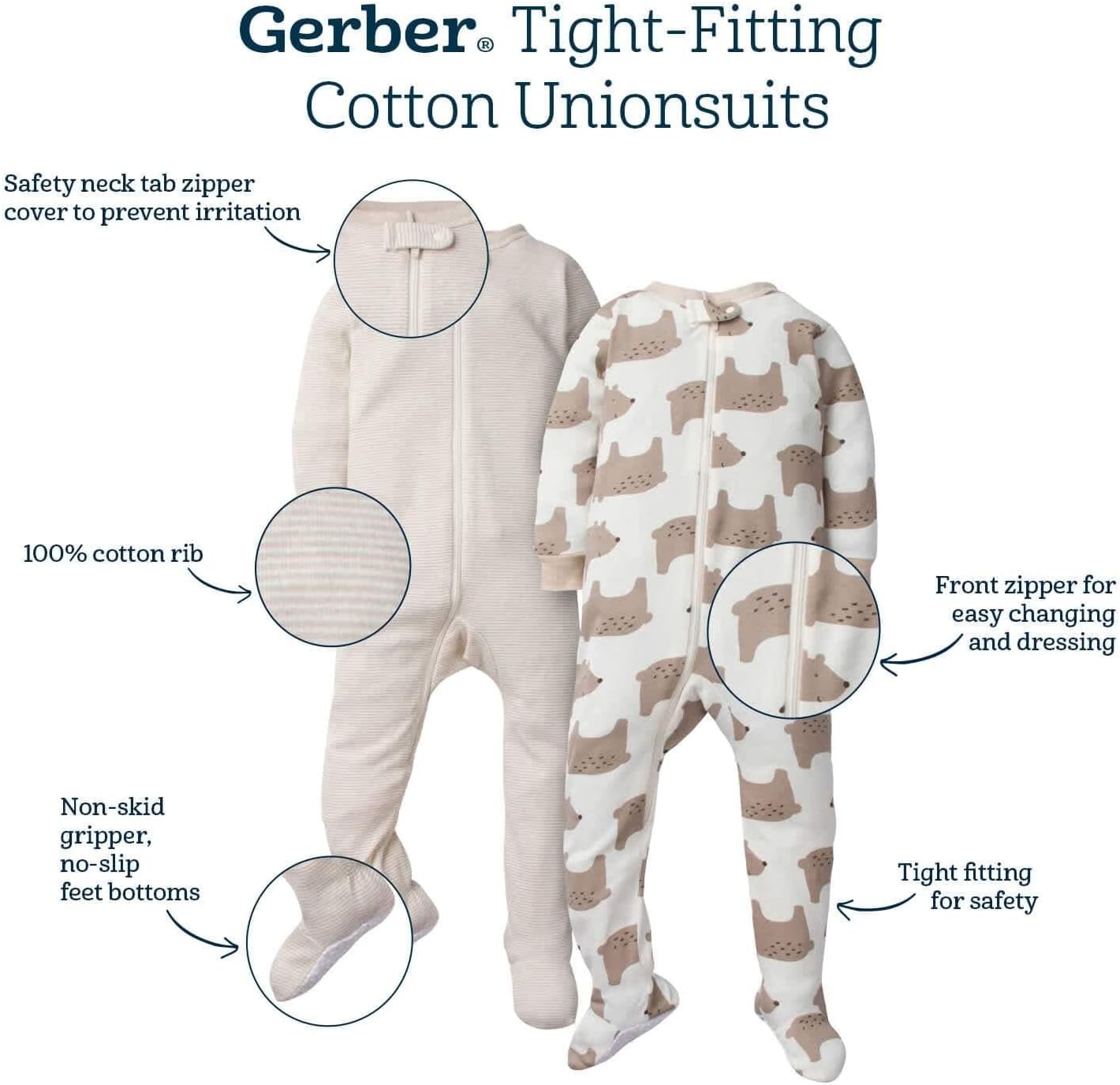 Gerber Baby Boys 4-Pack Footed Pajamas