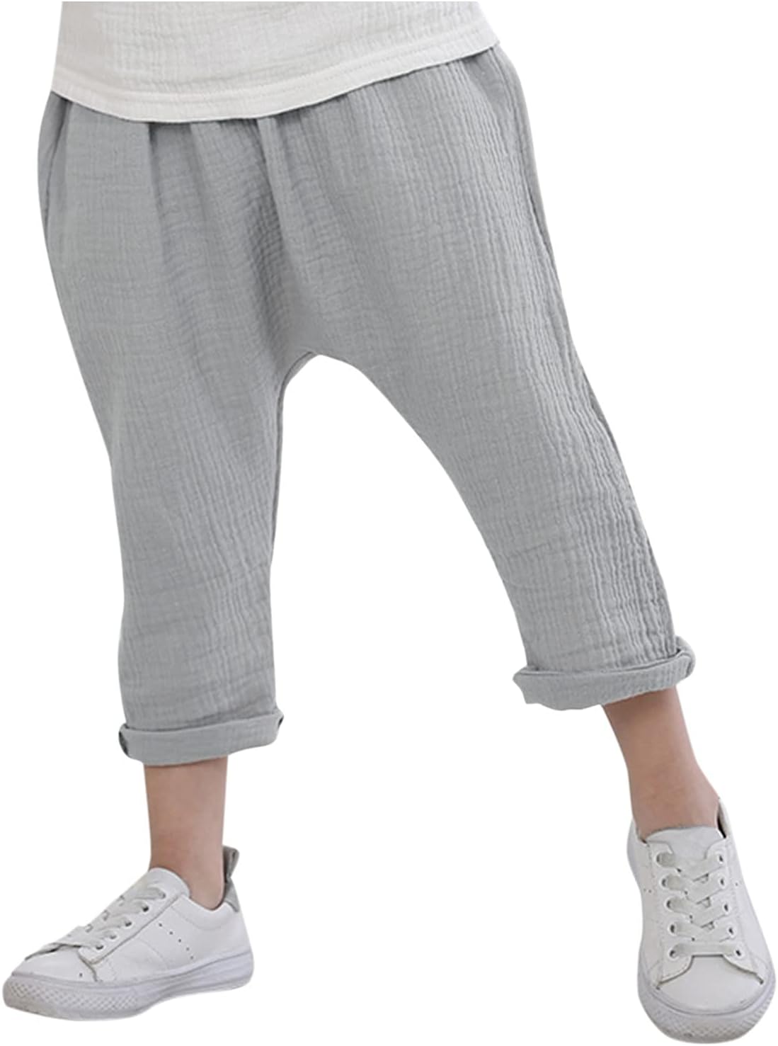 Boys Girls Cotton Linen Jogger Pants Perfect Fit