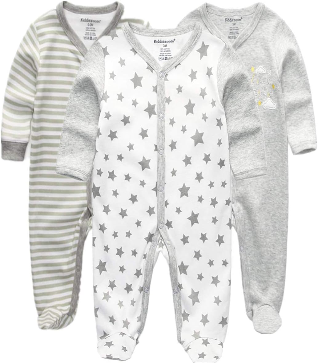 Kiddiezoom Baby Toddler Boys Snug Fit Cotton Pajamas 0-3 Months