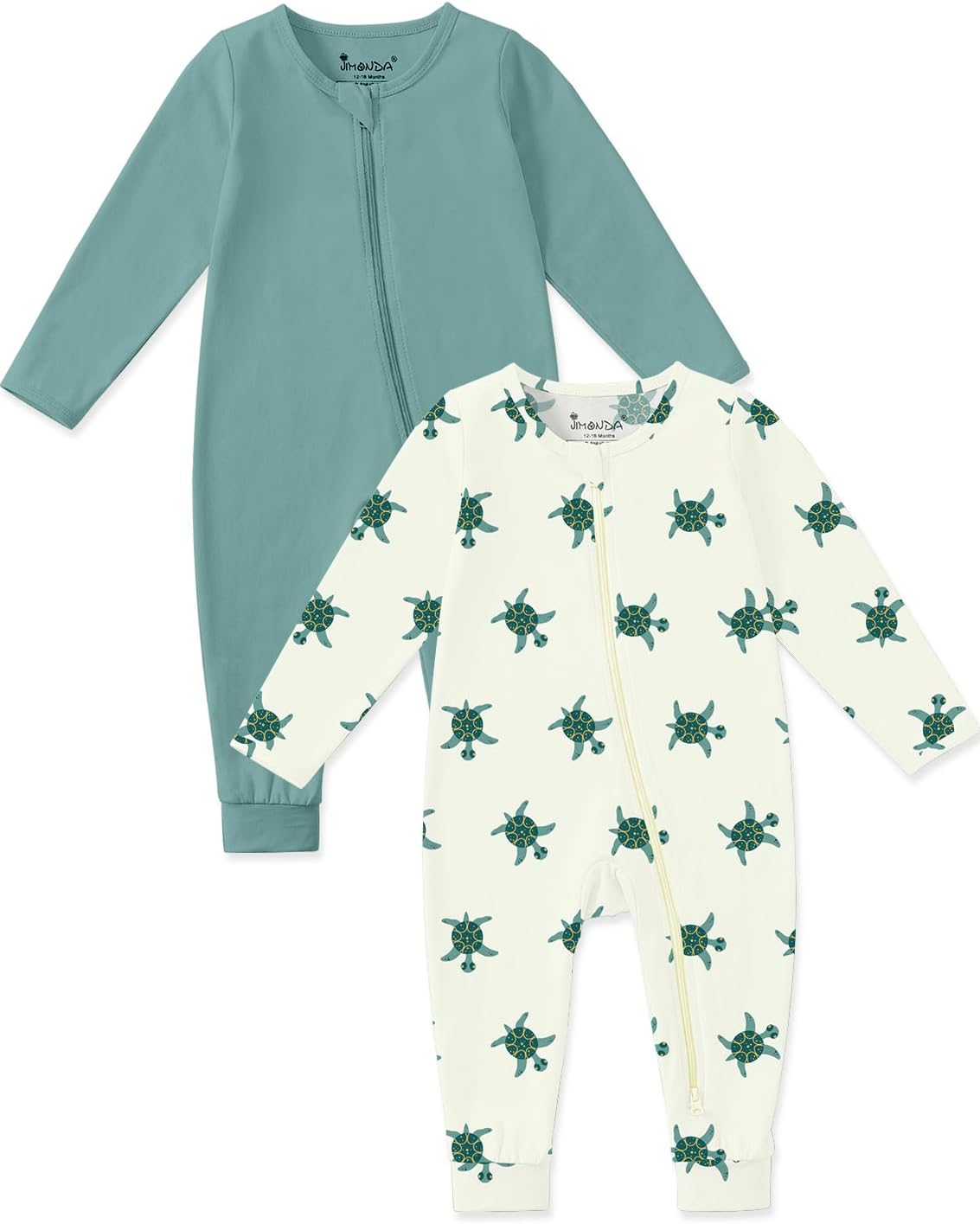 Jimonda Unisex Pajamas for Babies - Zip-Front Rompers 0-24