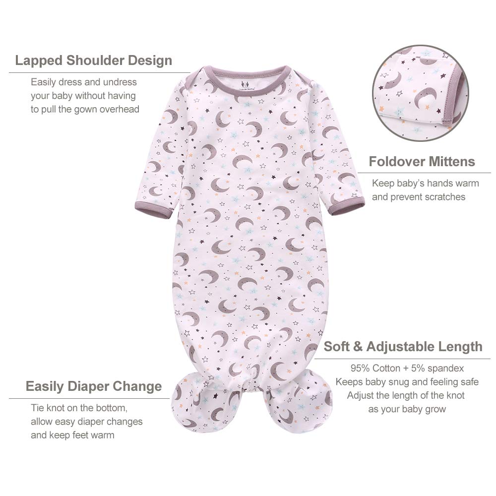 Miracle Baby Newborn Nightgown Set with Hat 3 Pack