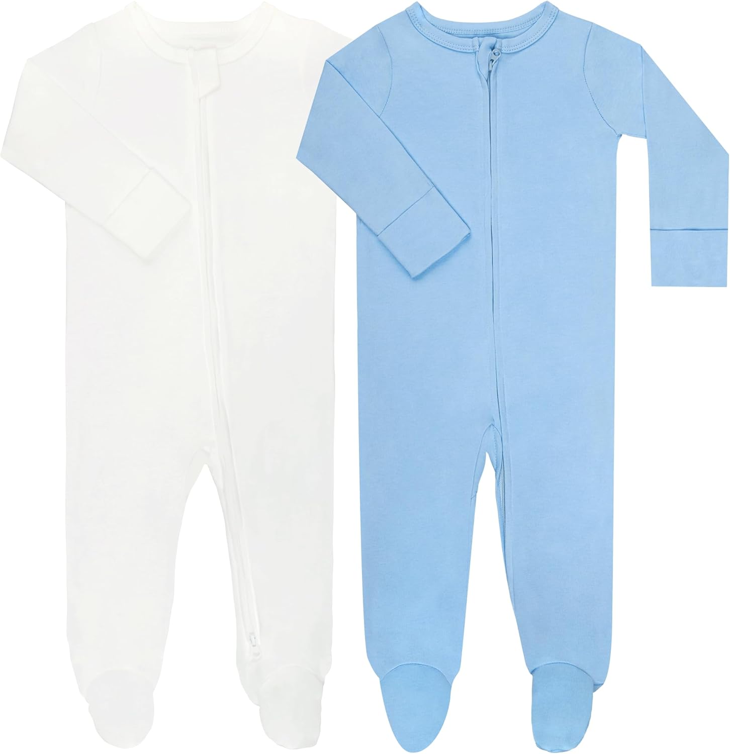 GUISBY Footed Long Sleeve Baby Pajamas with Zipper