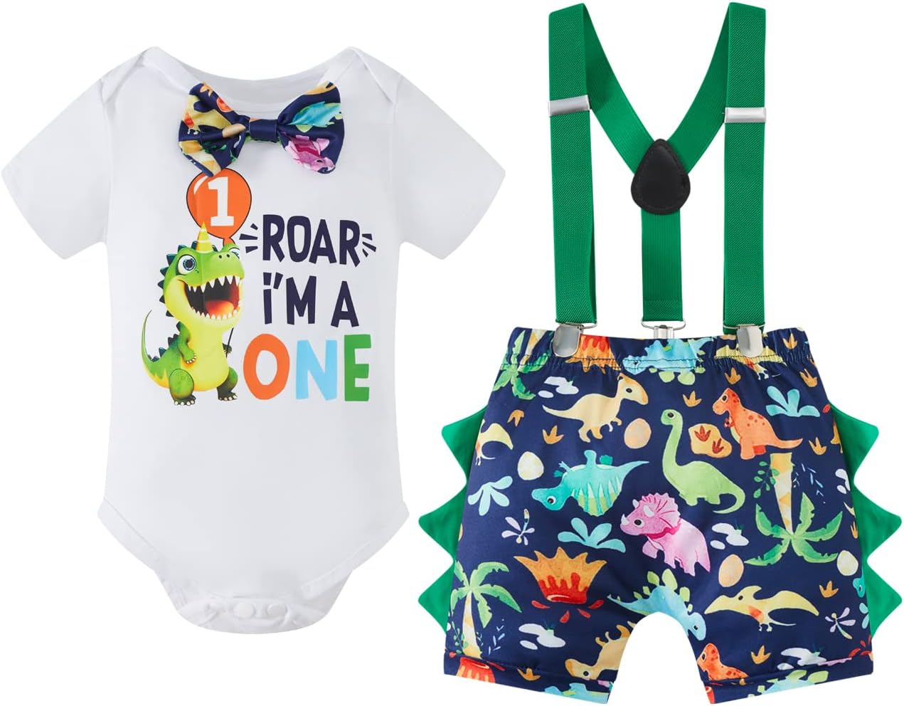 Dinosaur-Romper Toddler First Birthday