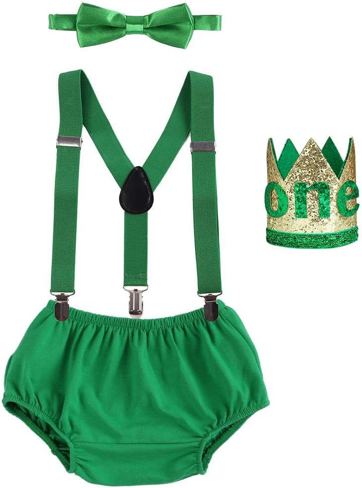 IWEMEKBaby Boys Lion 1st Birthday One Cake Smash Outfit 4PCS