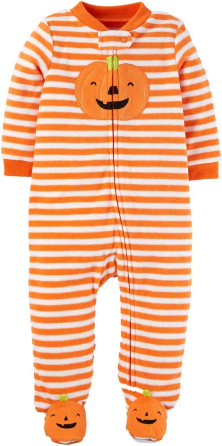 Carters Infant Boys Orange Fleece Halloween Sleepy