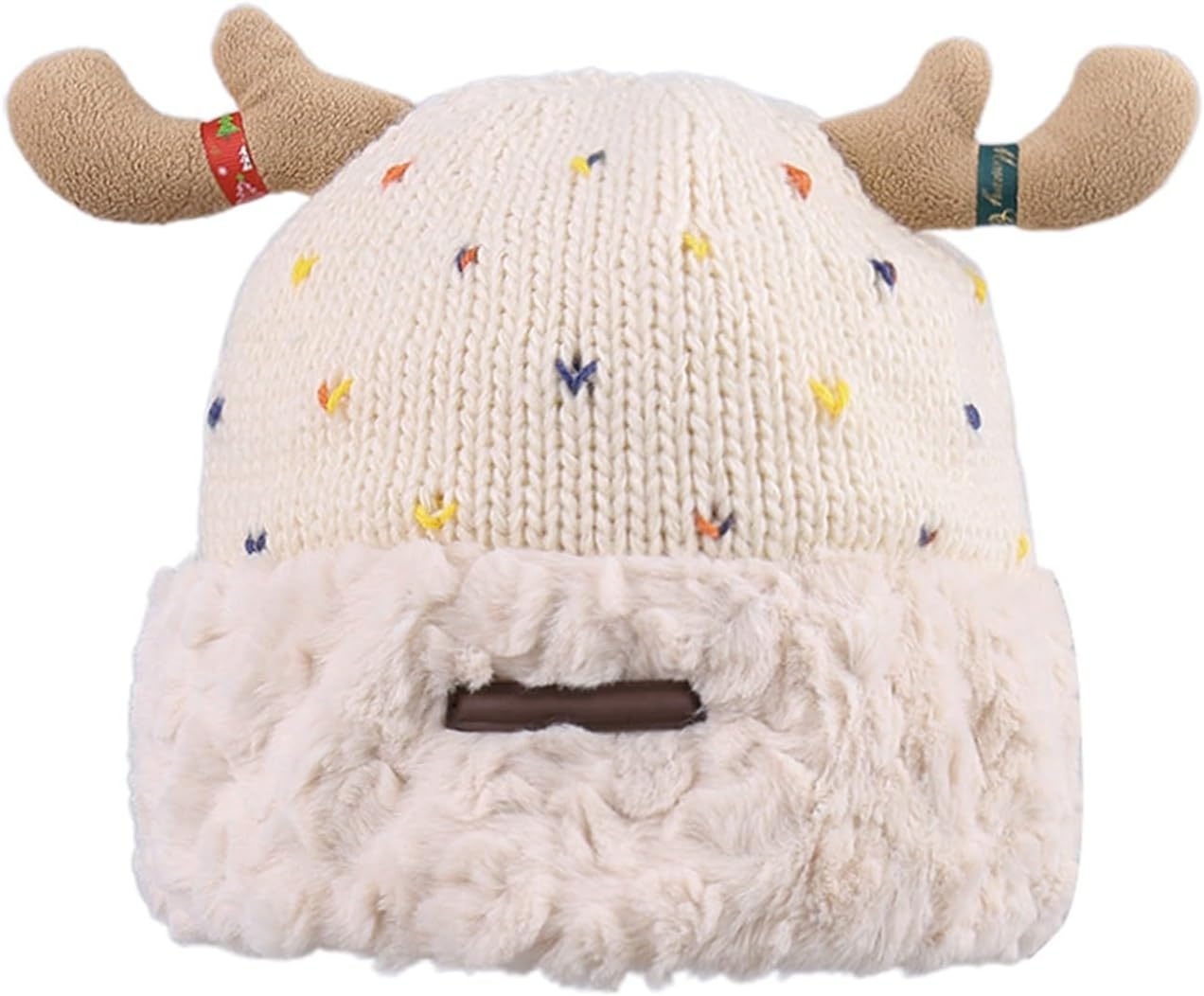Winter Warm Lined Deer Knit Hat for Baby