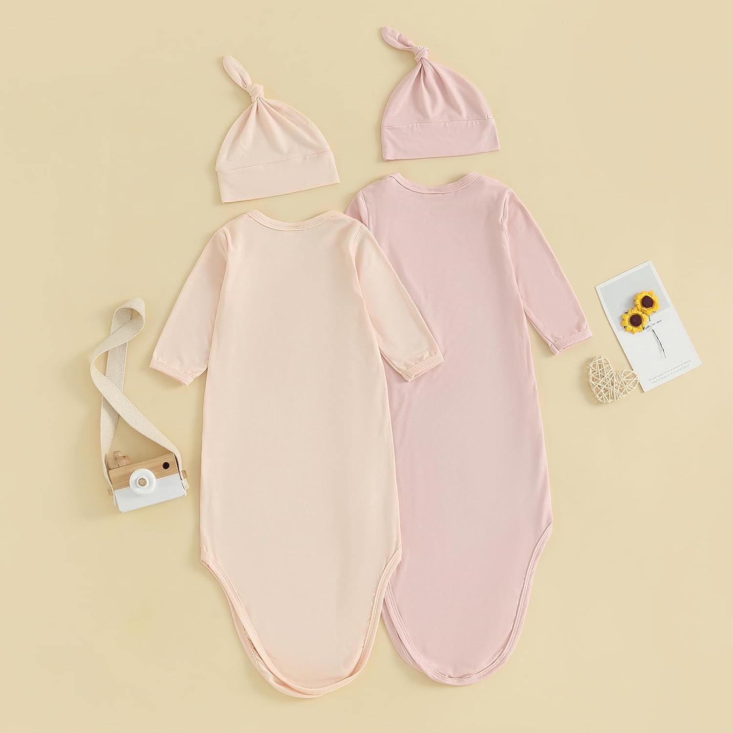 Newborn Knotted Gown 2 Pack for Baby Boy Girl
