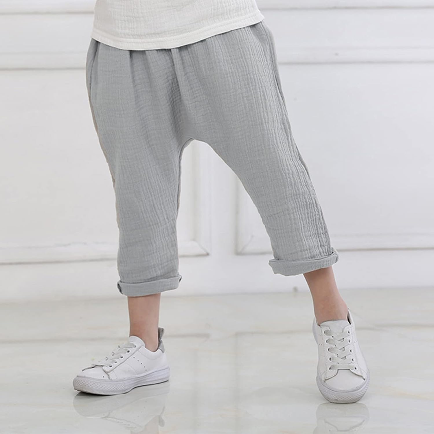 Boys Girls Cotton Linen Jogger Pants Perfect Fit