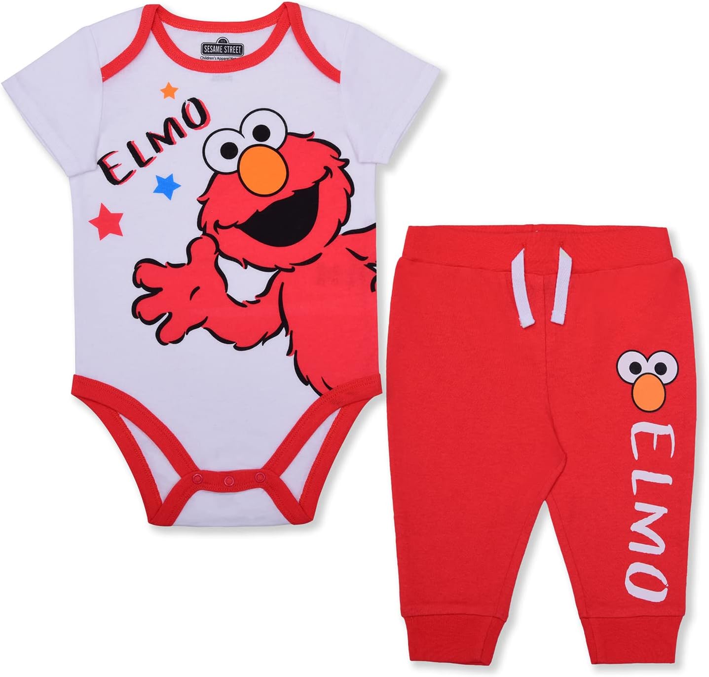 Sesame Street Boys Elmo BodySuit Jogger Set RedWhite for Newborn Infant