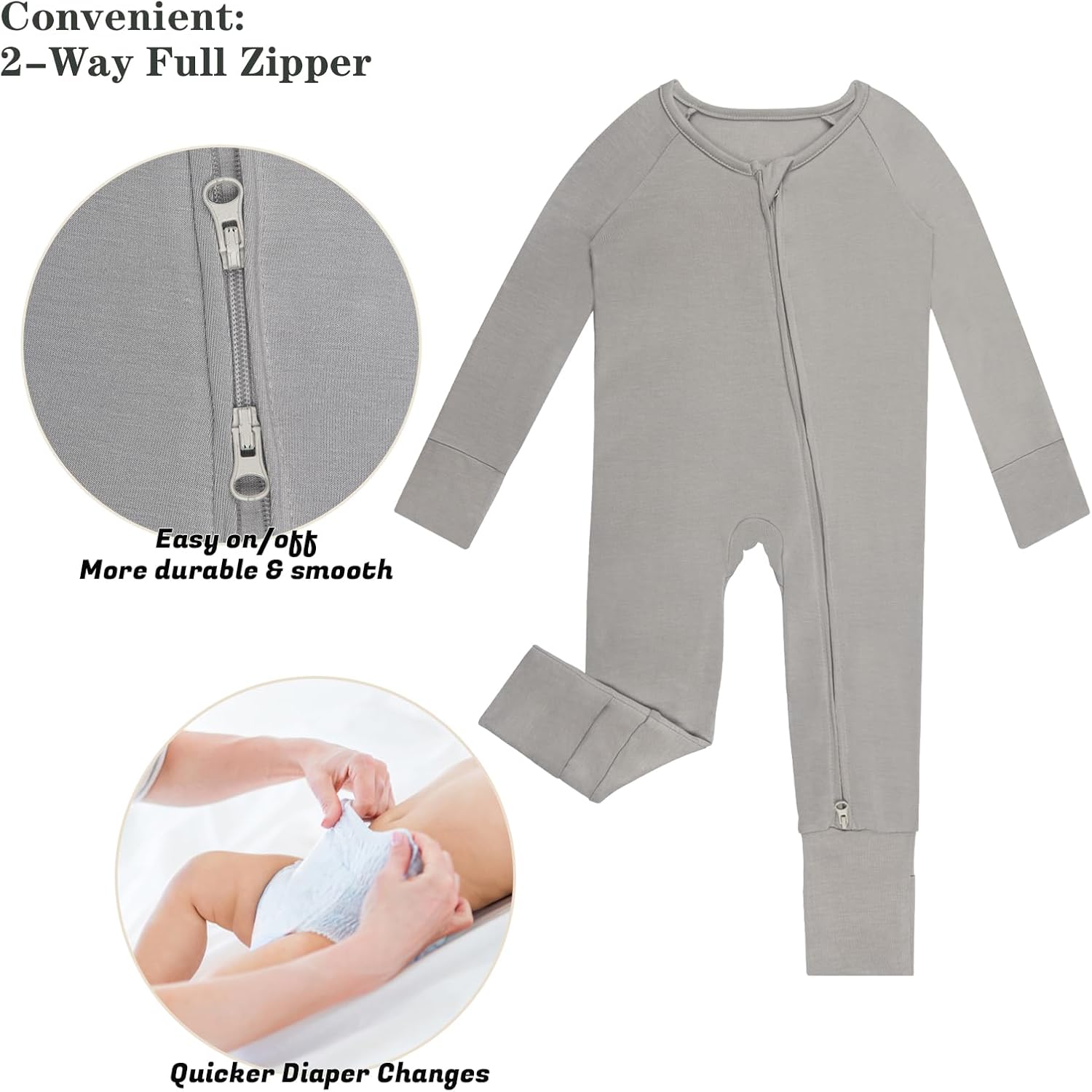 Bamboo Rayon Pajamas with Two-Way Zipper