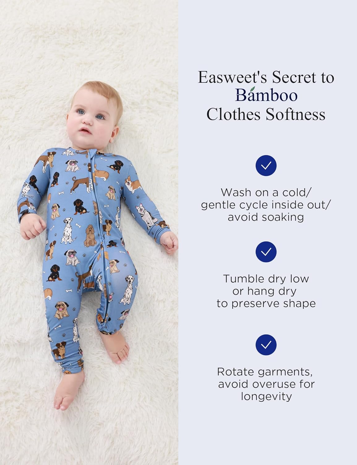EASWEET Bamboo Pajamas Snug Soft Washable
