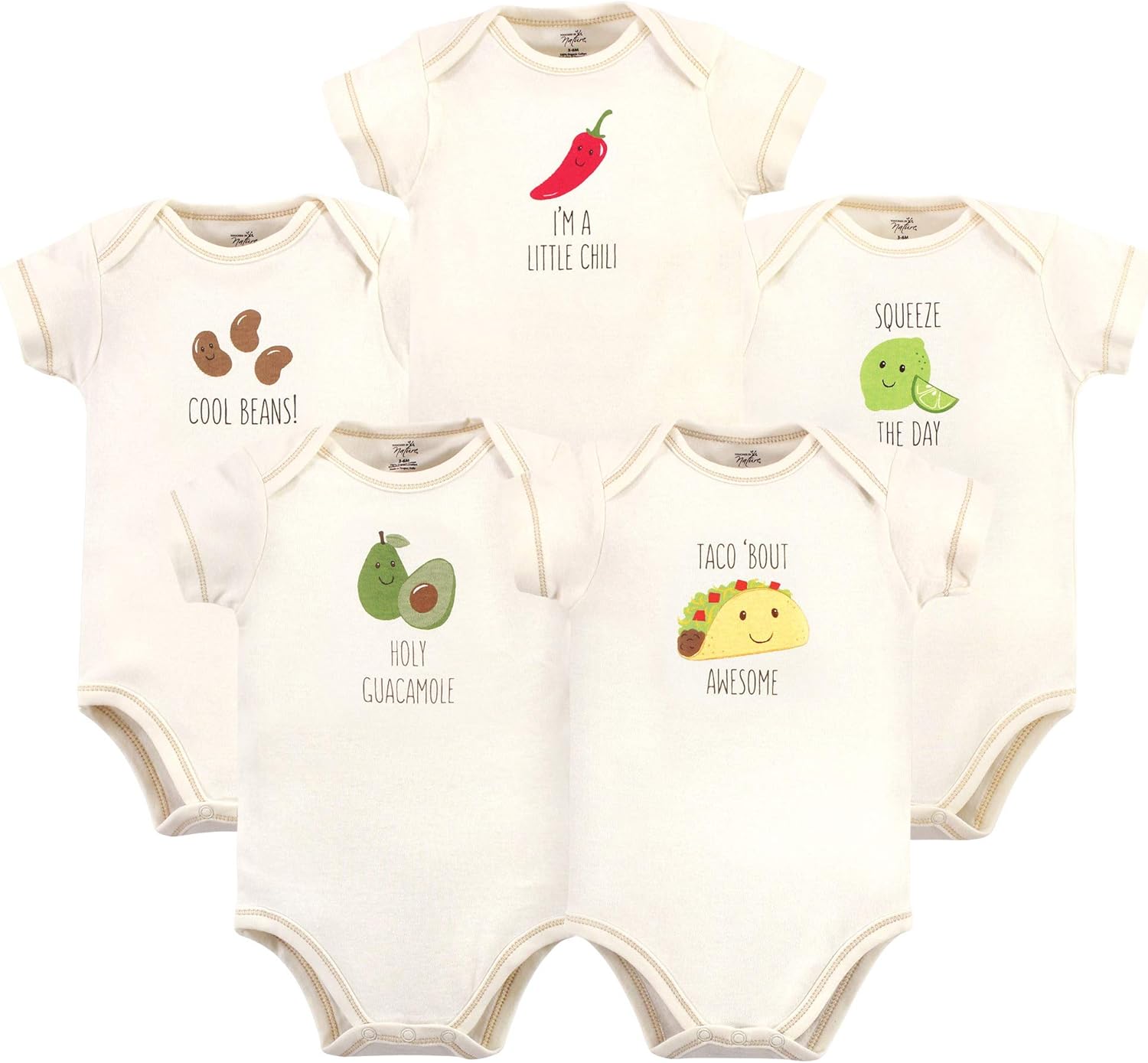 Touched by Nature Organic Cotton Bodysuits for Infants
