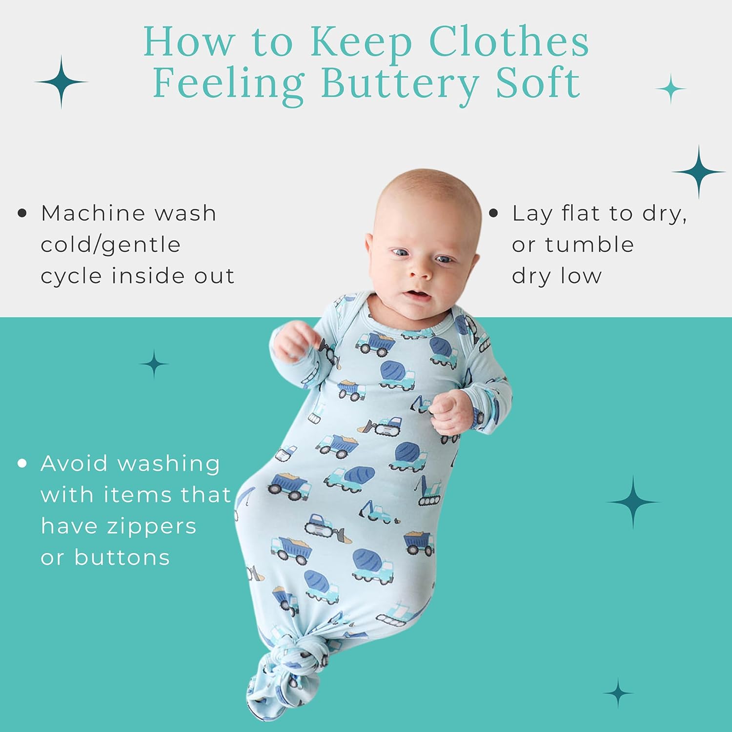 Perfect Newborn Gown Easy Tie Bamboo Viscose No-Splash Sleepers