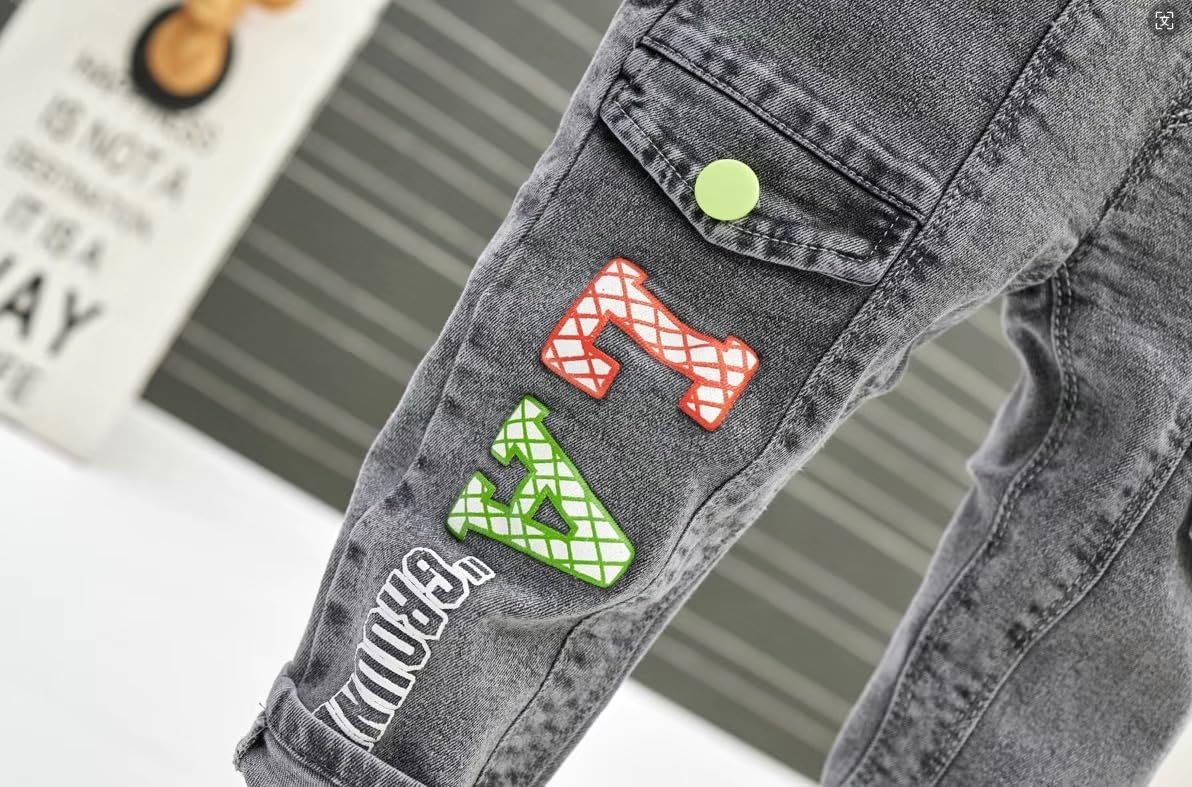 Little One Unisex Elastic Waist Printed Jeans