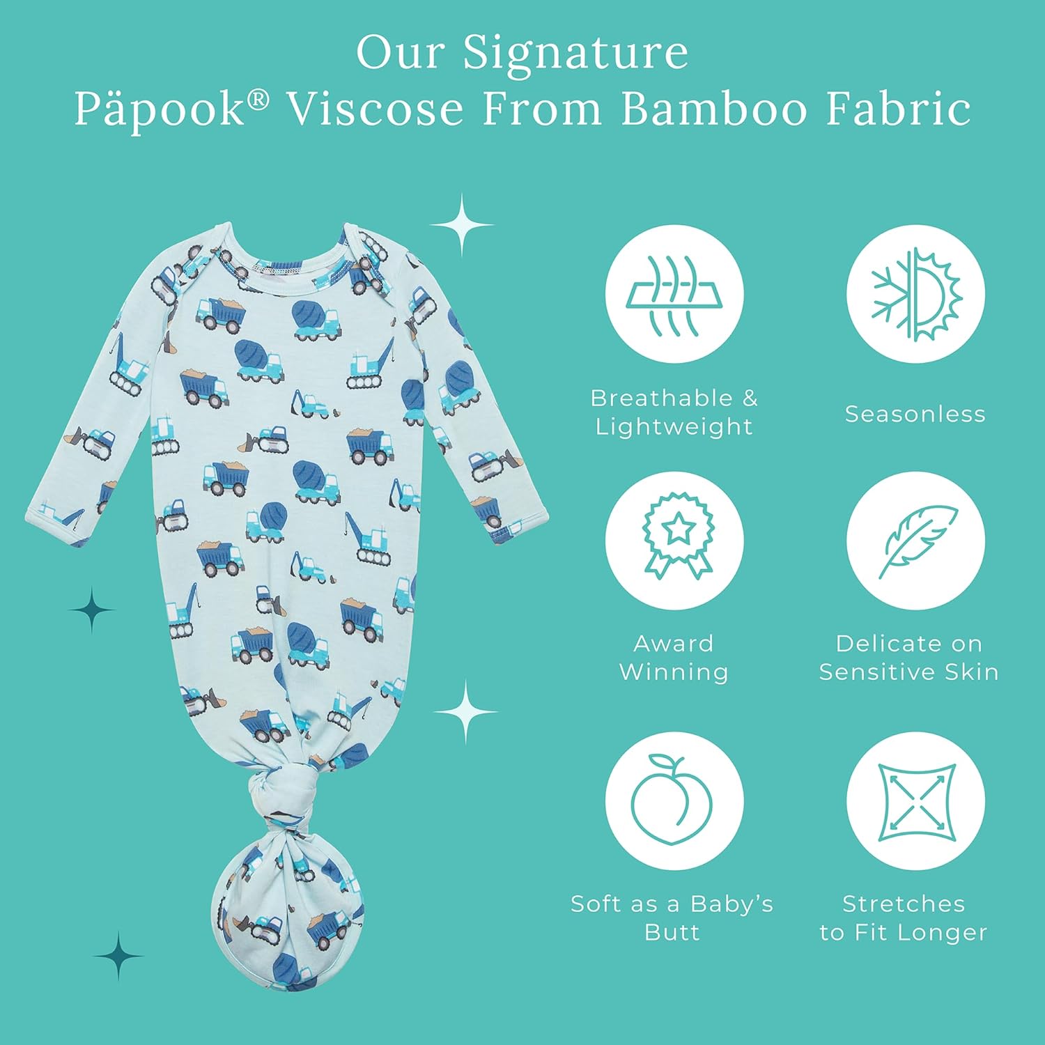 Perfect Newborn Gown Easy Tie Bamboo Viscose No-Splash Sleepers