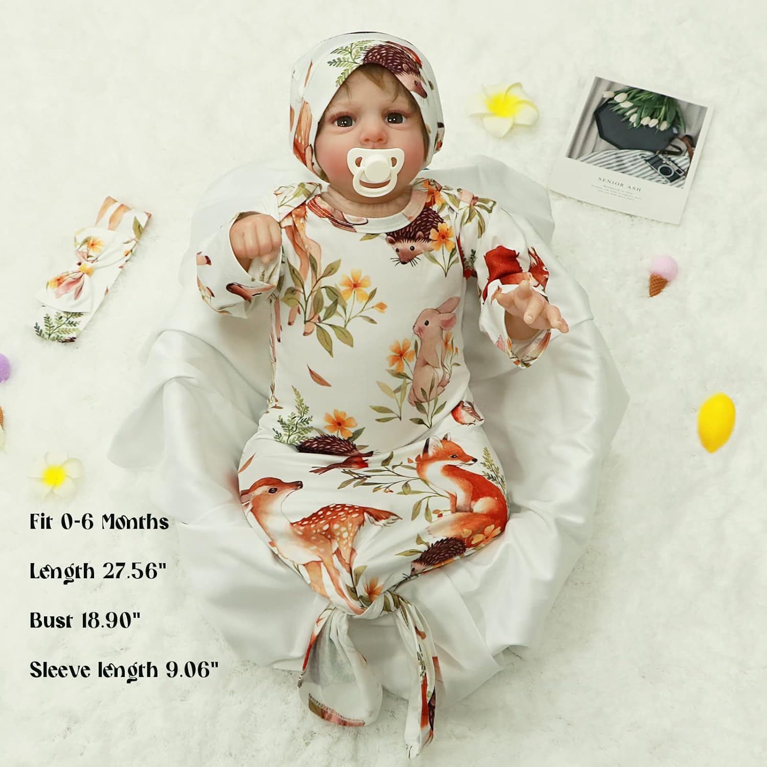 AMAWMW Newborn Baby Cartoon Gown woodland Animal Nightgown
