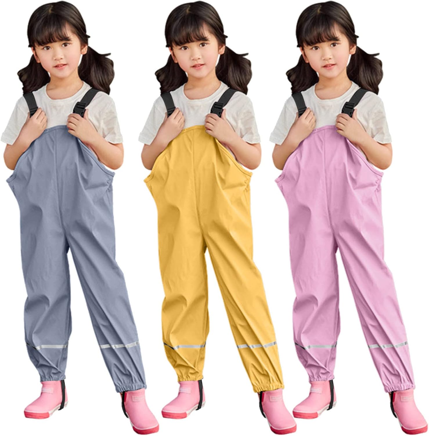 Kids Toddler Waterproof Rain Pants for Boy Girl with Hood