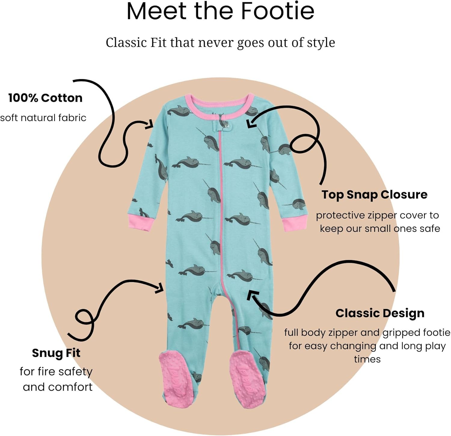 Leveret Kids Pajamas Boys 6-12 Months Toddler Footed Pajamas 100 Cotton