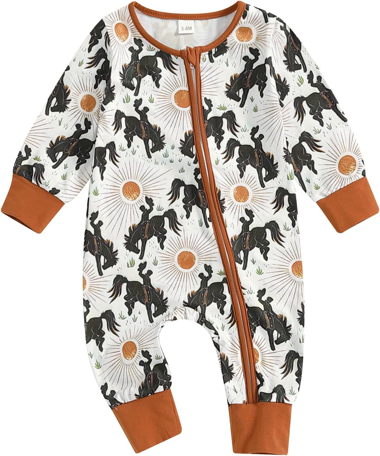 Western Baby Boy Girl Clothes Cow Horse Print Romper
