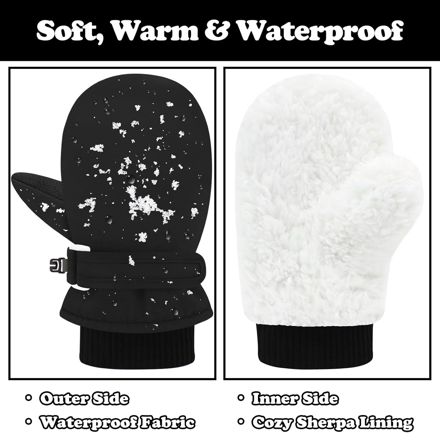 Sarfel Toddler Gloves - Waterproof Winter Mittens for Kids