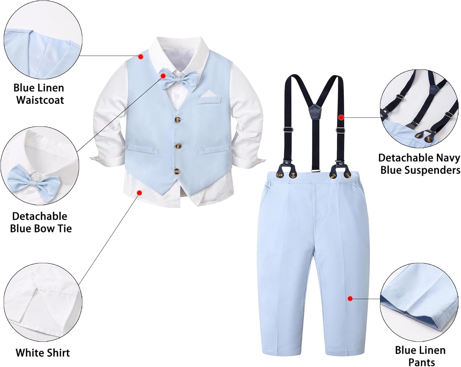 Gentleman Outfits for Boys Comfortable Classic Fit Linen Blend Breathable SANGTREE