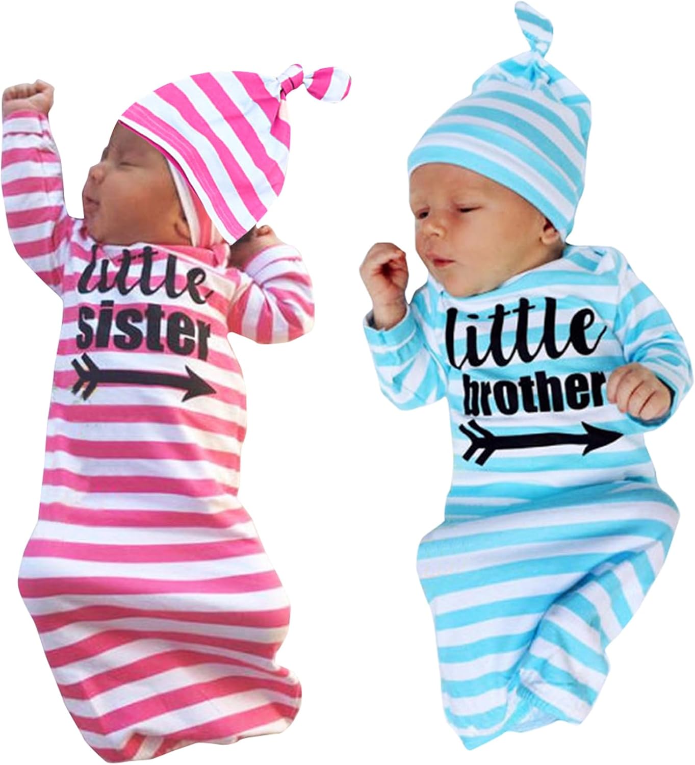 Newborn Baby Twin Knotted Nightgowns Set TTS