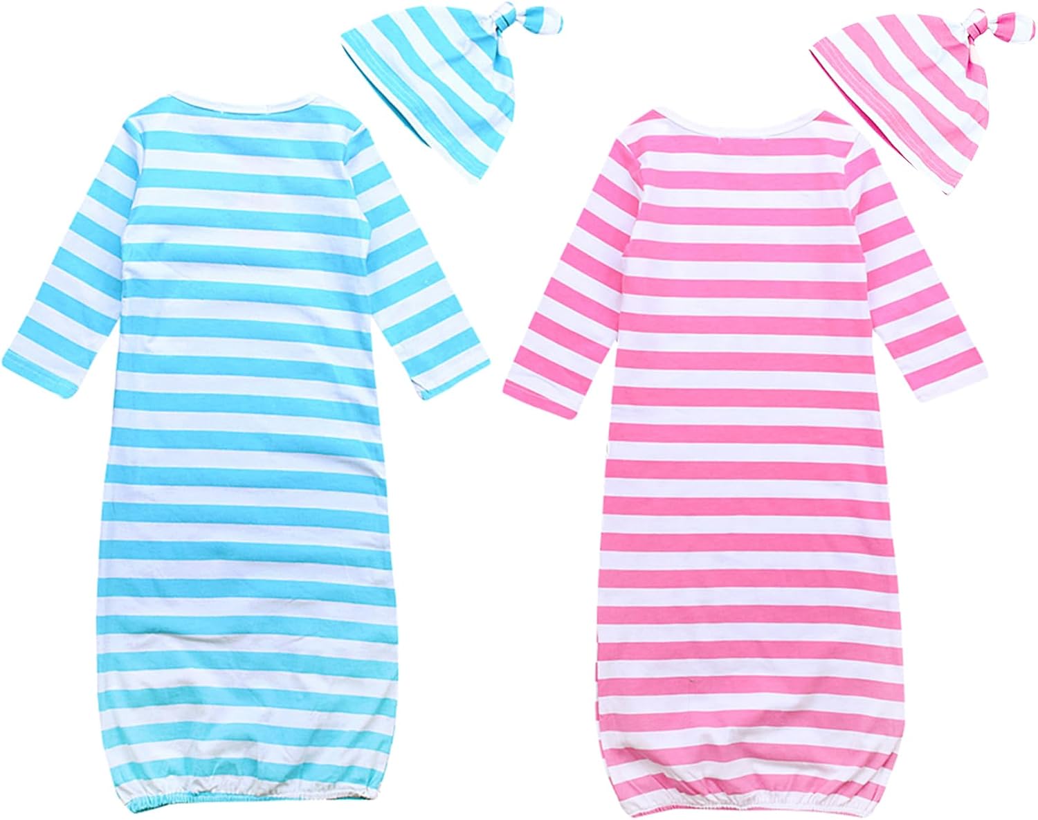 Newborn Baby Twin Knotted Nightgowns Set TTS