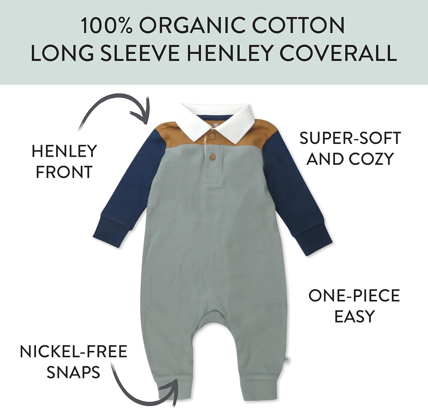 HonestBaby 100 Organic Cotton Baby Boys Rugby Romper